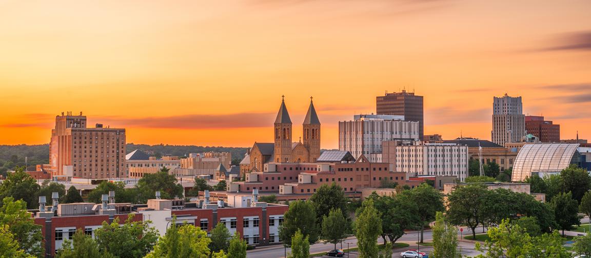 Aerial view of a city in Ohio